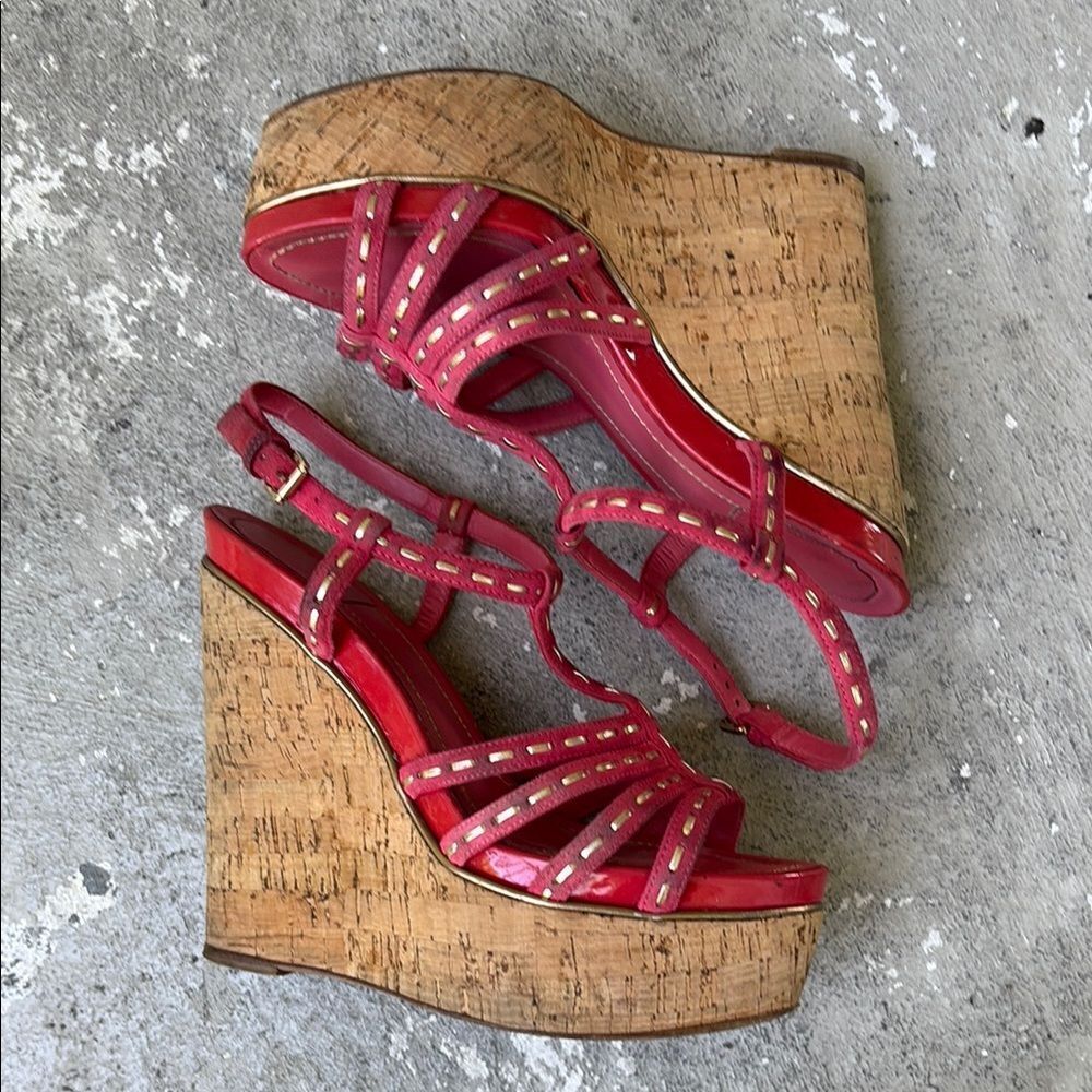 Christian Dior, pink cork wedges
